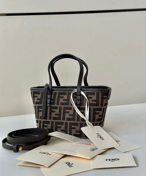 Fendi 8BS096 Roll Mini Brown FF chenille mini-bag 8655