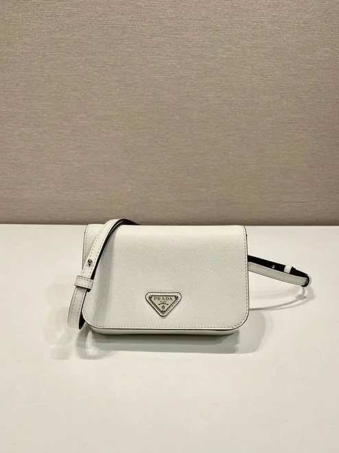Prada 2VD061 White Galleria Saffiano leather Mini-bag With Shoulder Strap