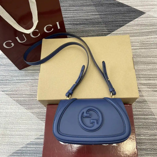 Gucci 815700 Gucci Blondie mini shoulder bag Blue Leather