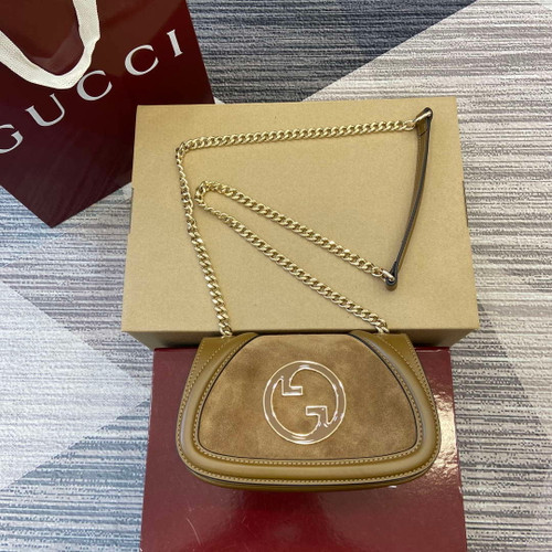 Gucci 815711 Gucci Blondie mini shoulder bag Suede Leather dark brown