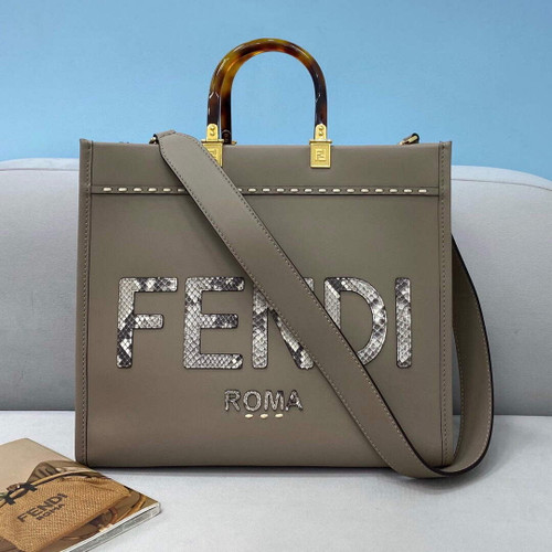 Fendi  8BH386 Sunshine Medium Fendi Tote Bag 8518 Gray