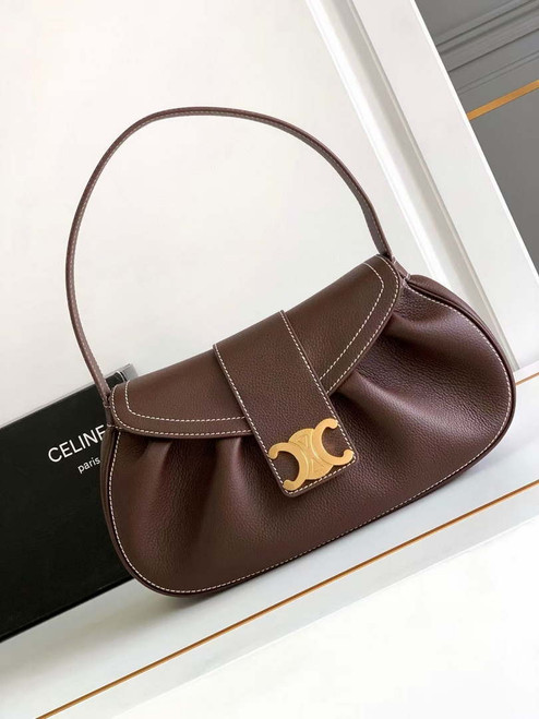 Celine 115633FDU.18BP Medium polly bag in supple calfskin Brown