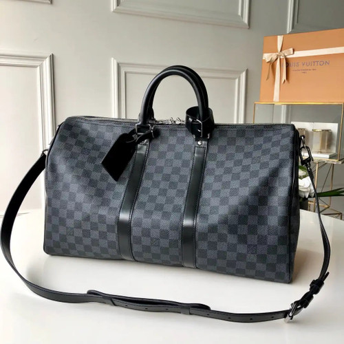 Louis Vuitton Keepall Bandoulière 45 Travel Bag LV N41418 Damier Graphite Canvas