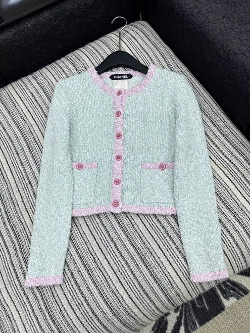 Chanel Women Yarn crew neck jacket C62321