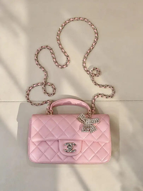 Chanel AS2431 Mini Classic Handbag With Top Handle CC19041 Strass & Gold-Tone Metal