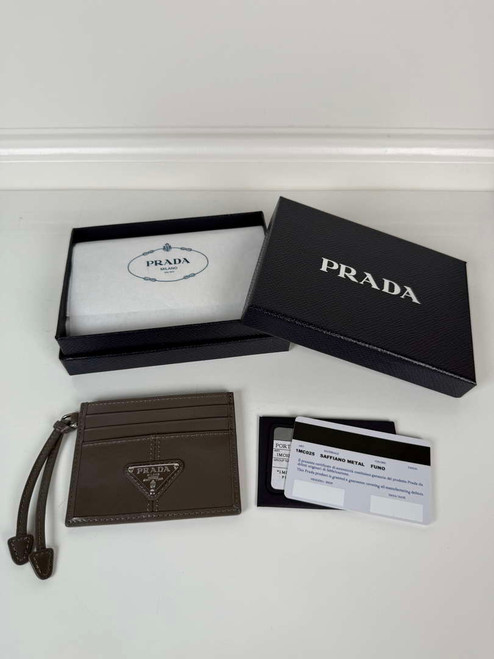 Prada 1MC025 Leather card holder Gray