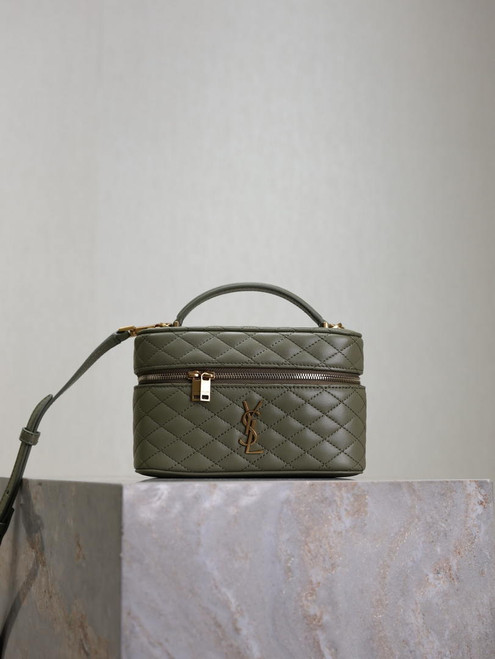 YSL 766731 GABY vanity bag in lambskin wheat green