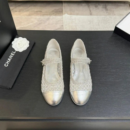 Chanel G46718 25B woven sequined flat Mary Janes C90341