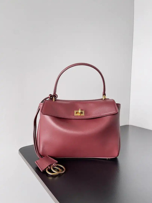 Balenciaga 7954562 Rodeo Handbag Mini in Red smooth calfskin Gold