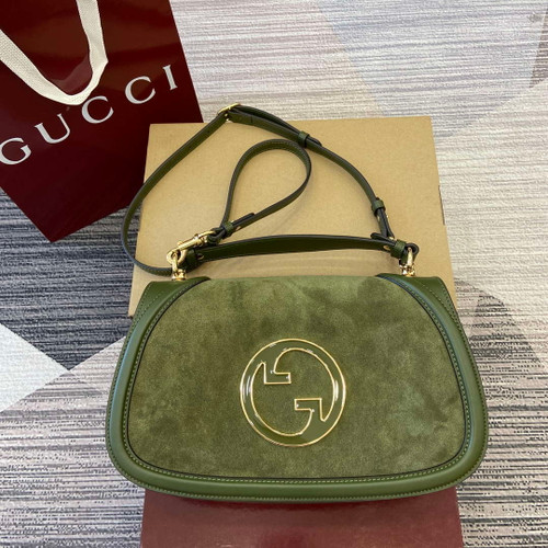 Gucci 815719 Gucci Blondie Medium top handle bag Green suede