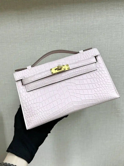 Hermes Kelly Pouchette Matte crocodile Leather clutch bag H231034