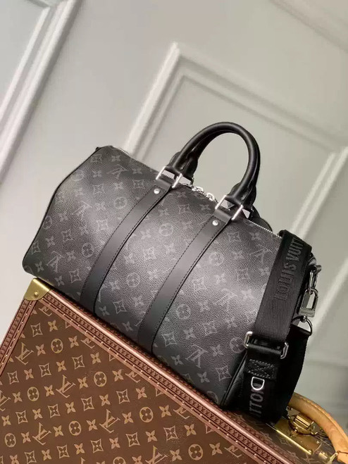 LV M46655 Louis Vuitton Keepall Bandoulière 35 Monogram Eclipse Black