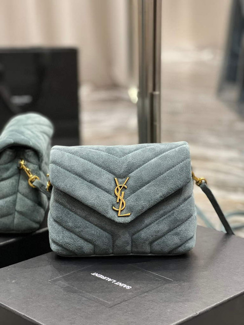 YSL 630951 Saint Laurent Loulou Toy Bag In Matelassé "Y" Leather Blue