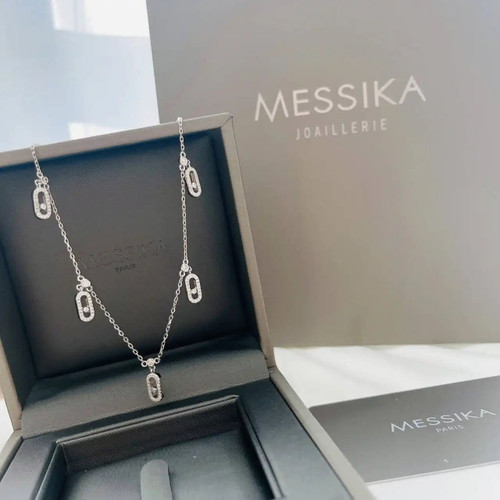 Messika 12150 Move Uno Pavé Drop Pendant Choker White Gold Diamond Necklace