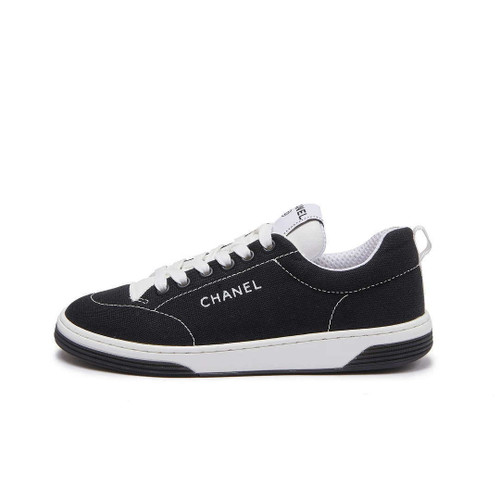 Chanel G46076 Women 24B Trainers Cotton  Black & White C91285