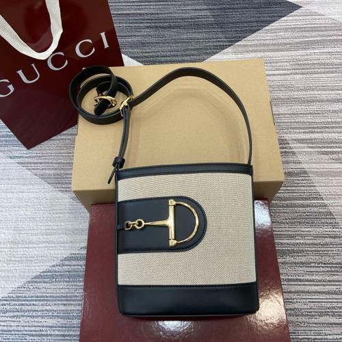 Gucci 833665 Gucci 73 Small Bucket Bag Natural Canvas