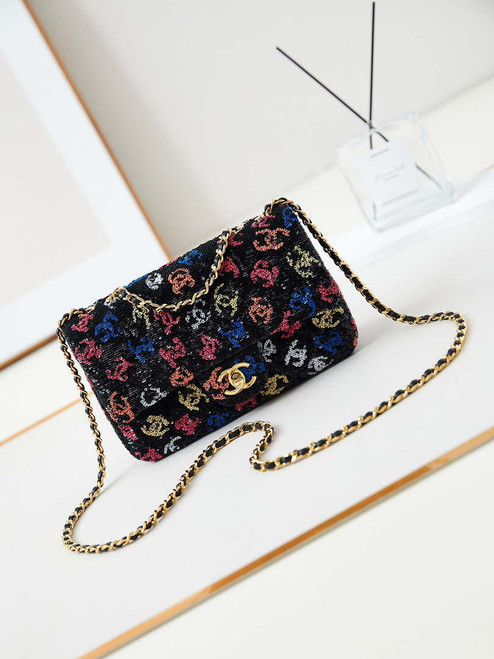 Chanel 24S AS4561 Flap Bag Sequins Gold-Tone Metal Multicolor CC LOGO