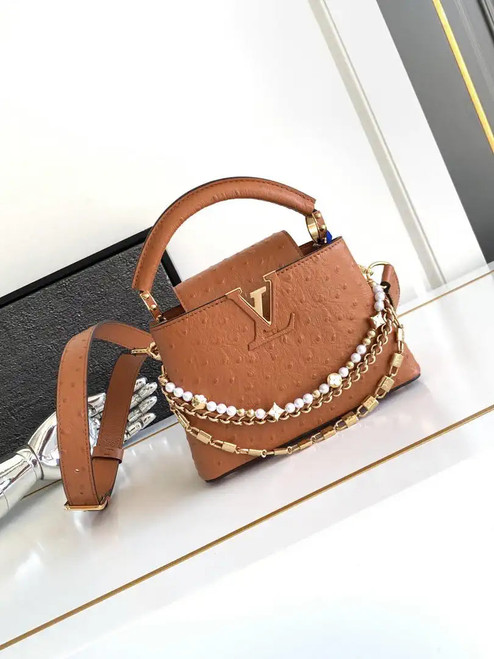 LV M87312 Louis Vuitton Ostrich Capucines Mini Brown