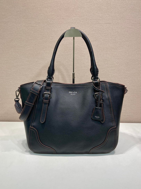 Prada Large leather tote bag 1BG602 Black