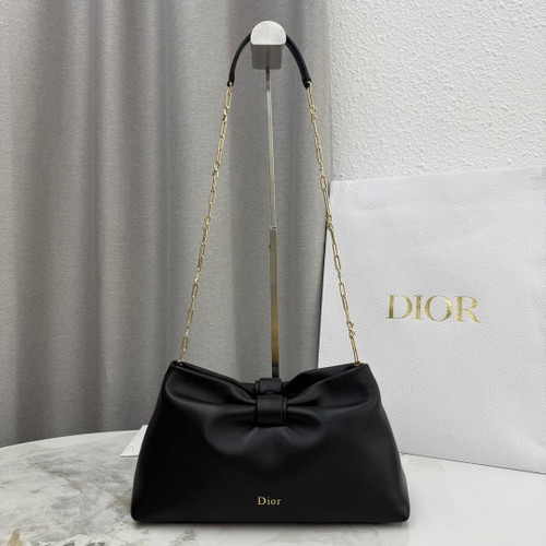 Dior Medium Dior Bow Bag Black Lambskin M0714OUQO_M900 Gold