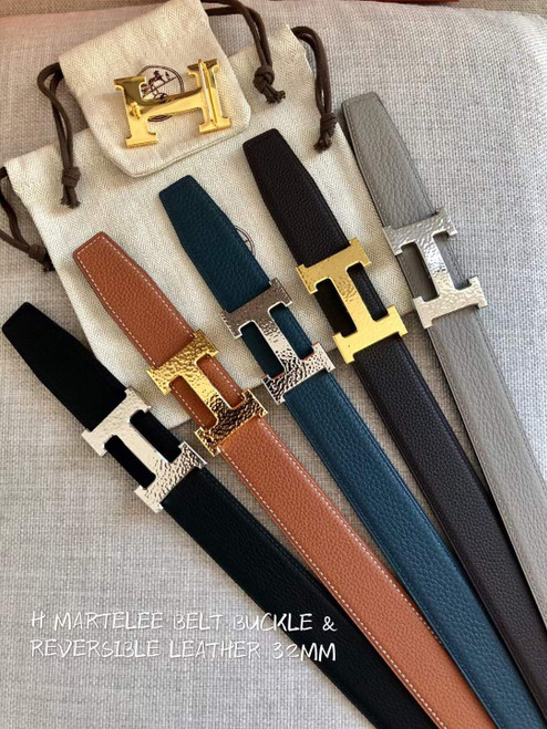 Hermes Women's Leather H Buckle Belt 32MM 19044 Tan - luxibagsmall