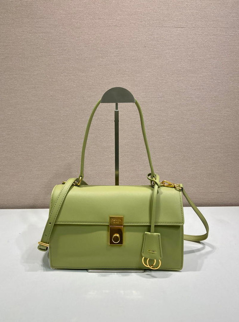 Prada Soft Sound medium leather shoulder bag 1BN023 Pistachio Green