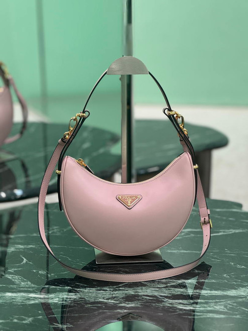 Prada 1BC194 Arqué small leather Shoulder  Bag Ligth Pink