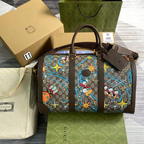 Gucci 648085 Disney x Gucci Donald Duck Duffel Bag Brown