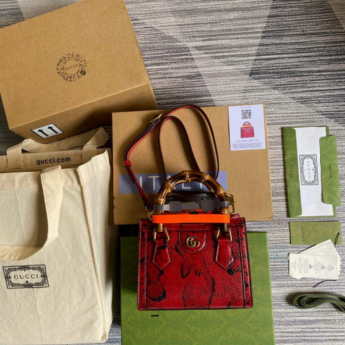 Gucci Diana Mini Tote Bag Snake Top Handle Bag Gucci â€?55661 Red