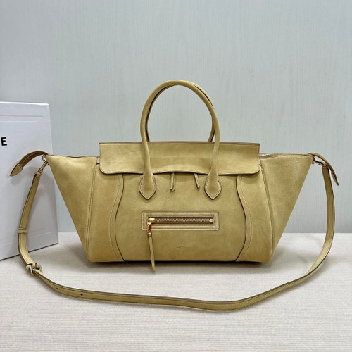 Celine L100E3GW2 MEDIUM NEW LUGGAGE IN SUPPLE Suede 123693 Apricot