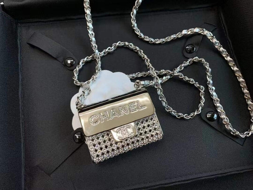 Chanel AB6154 Chanel Mini Flap Tiny bag Metal Silver