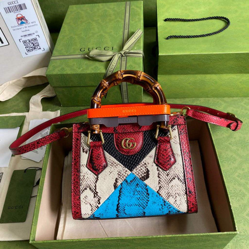 Gucci Diana Mini tote bag top handle bag Gucci â€?55661 Grey With Red