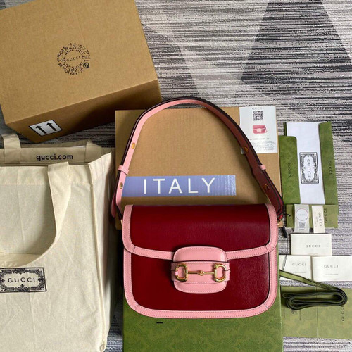 Gucci â€?02204 Gucci Horsebit 1955 Small Shoulder Bag Dark Red