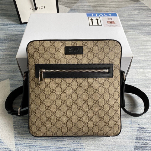 Gucci 473878  GG Supreme Flat Messenger Beige
