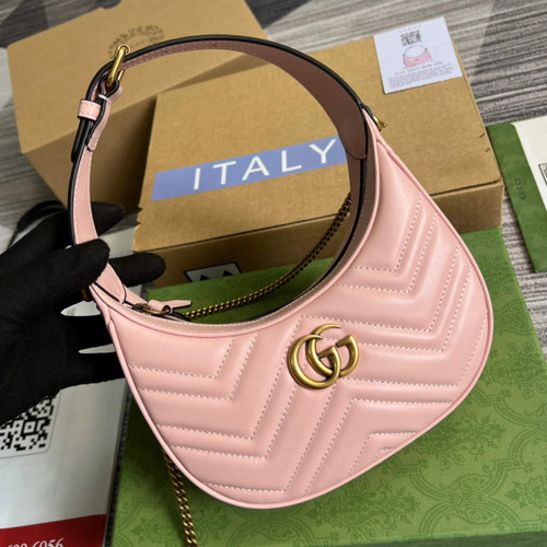 Gucci 699514 GG Marmont half-moon-shaped mini bag Pink