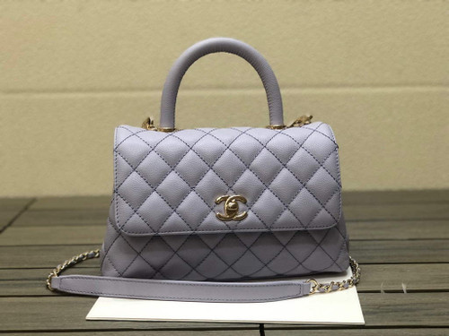Chanel A92991 Large Flap Bag With Top Handle handBag Light Blue