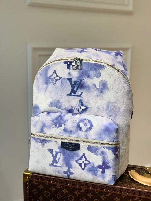 LV M45760 Louis Vuitton Discovery Backpack White Blue