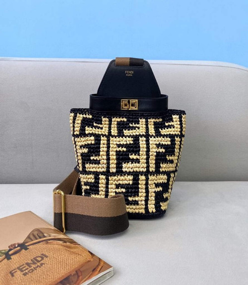 Fendi 8BZ047 Shoulder Fendi FF Raffia Guitar 8301 Bag