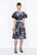 Dior 241R46 Mid Length Belted Dress Blue white