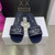 Dior Women's Shoes Dway Heeled Slide Metallic Thread Strass KCQ244LCS Navy blue