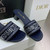 Dior Women's Shoes Dway Heeled Slide Metallic Thread Strass KCQ244LCS Navy blue