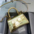 Balenciaga 593546 Hourglass Small Top Handle Crocodile Bag Gold
