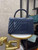 Chanel Large Top Handle Bag A92991 lambskin V gird Navy Blue Gold