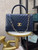 Chanel Large Top Handle Bag A92991 lambskin V gird Navy Blue Gold