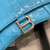 Balenciaga 593546 Hourglass Small Top Handle Crocodile Bag Blue Silver