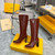 Fendi Women Shoes 8W834869FF0QB3 Cut Brown leather high-heeled boots 192521