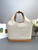 Prada 1BG472 Large linen blend and leather tote bag Natural