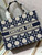 Dior Book Tote M1296 Medium Beige and Blue Macrocannage Embroidery M0080