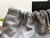 Chanel 22 Handbag Metallic Calfskin AS3261 Gray Gold Metal with Gold