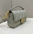 Fendi 8BR600 Baguette Medium bag with FF embroidery Light green 0159A